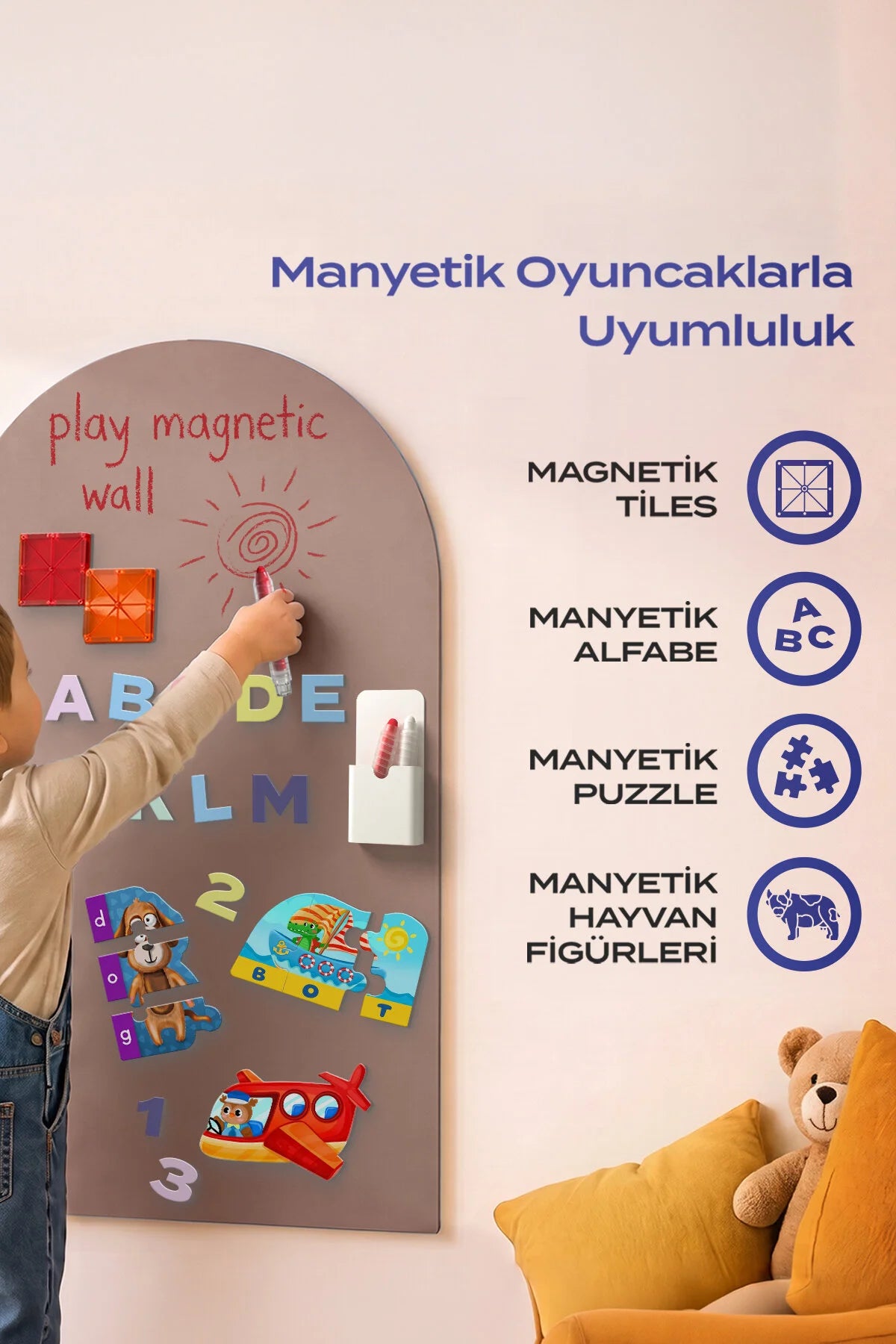 Manyetik Duvar Panosu – Toprak | 60x95 cm