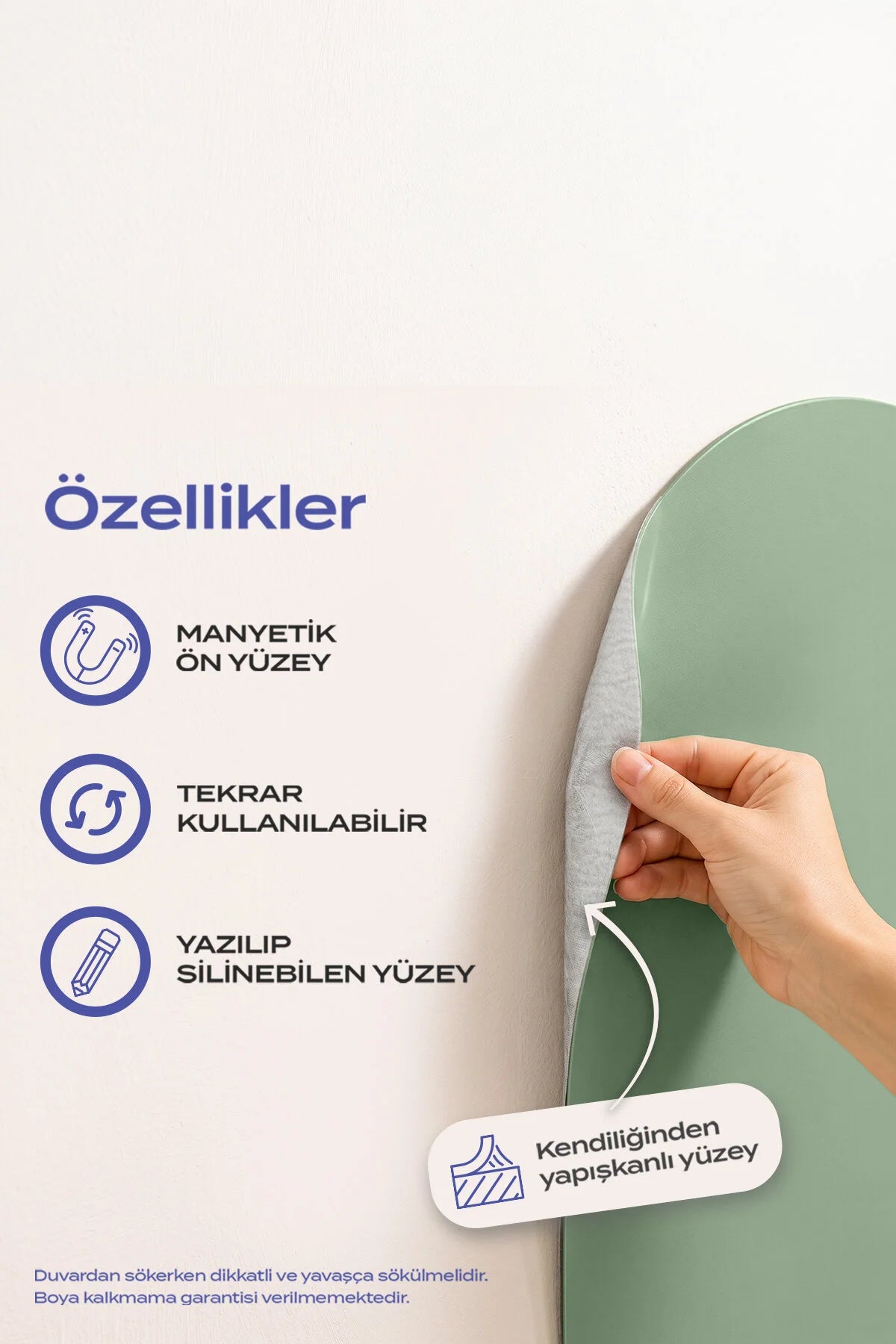 Manyetik Duvar Panosu – Ada Yeşili | 60x95 cm